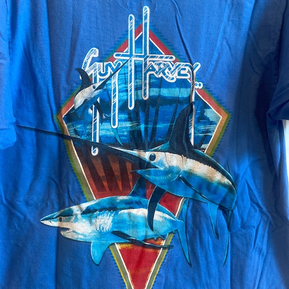 Chemise Guy Harvey AFTCO Bluewater Sportfish Sharks - Manches Courtes, 2XL, Coton, Motif Poissons